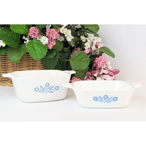 Vintage Corning Ware Cornflower Blue Petite Dish Set Cookware Oven Pans P41 P43 - Picture 4 of 9